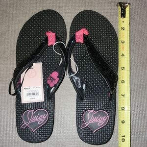Juicy Couture Black and Pink Heart Sandals